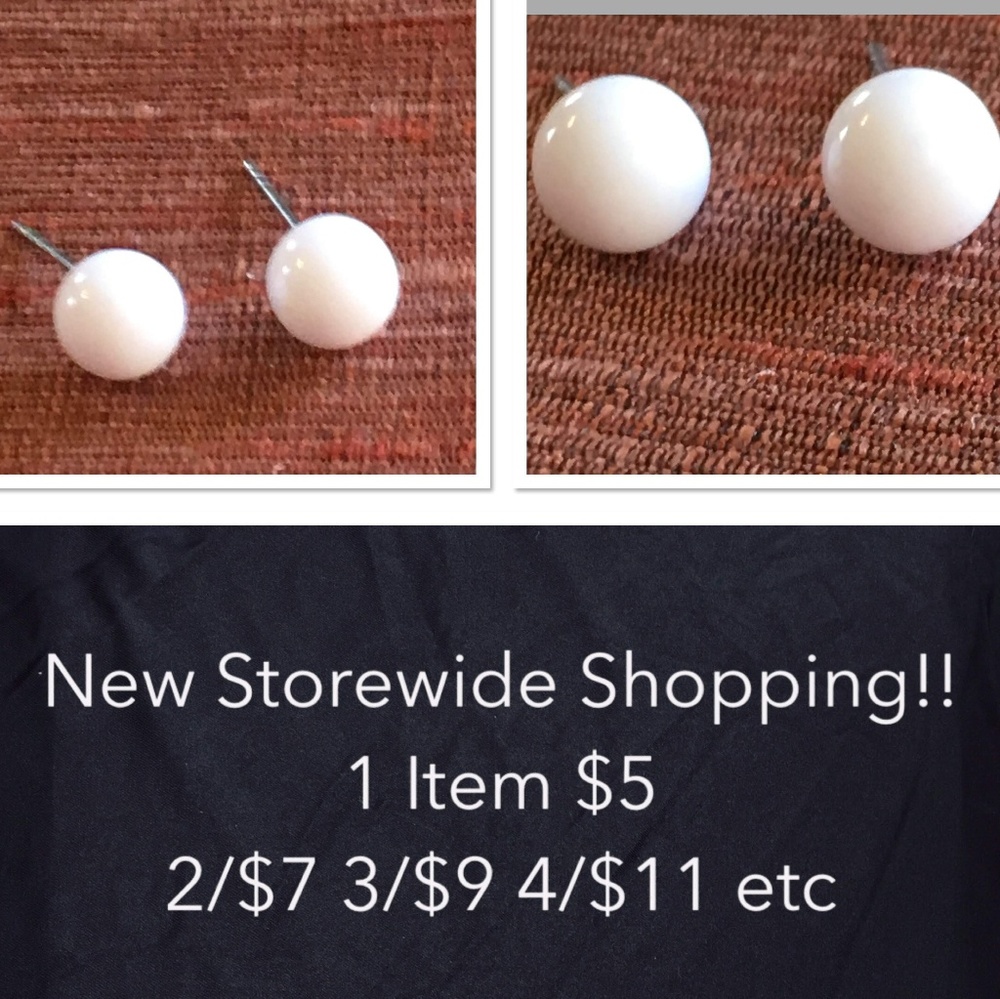 NEW 6mm White Ball Stud Earrings